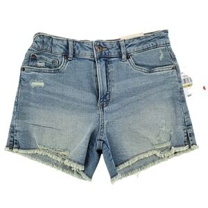 Lucky Brand Tori Wash Midi Denim Shorts Distressed Girl's Size 14 NWT‎